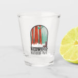 Redwood National Park In Winter California Vintage Shot Glass<br><div class="desc">Redwood vector artwork design with a winter setting. The park protects vast prairies,  oak woodlands,  wild rivers,  and 40 miles of rugged coastline.</div>