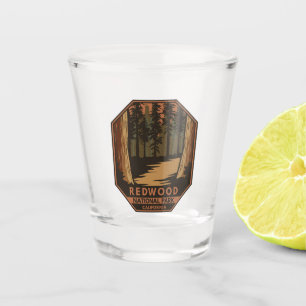 Redwood National Park Minimal Retro Emblem Shot Glass