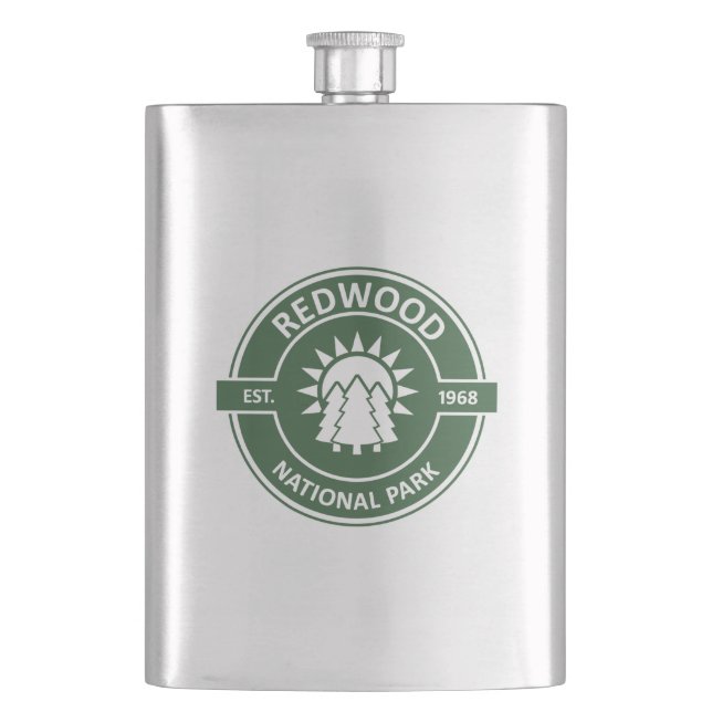 Redwood National Park Sun Trees Hip Flask (Front)