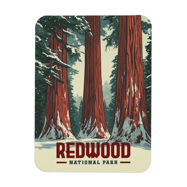 Redwood National Park - Vintage California Magnet (Vertical)