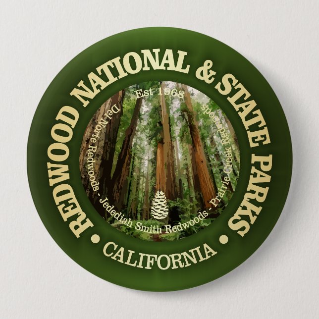 Redwood National & State Parks (NP2) 4 Inch Round Button (Front)