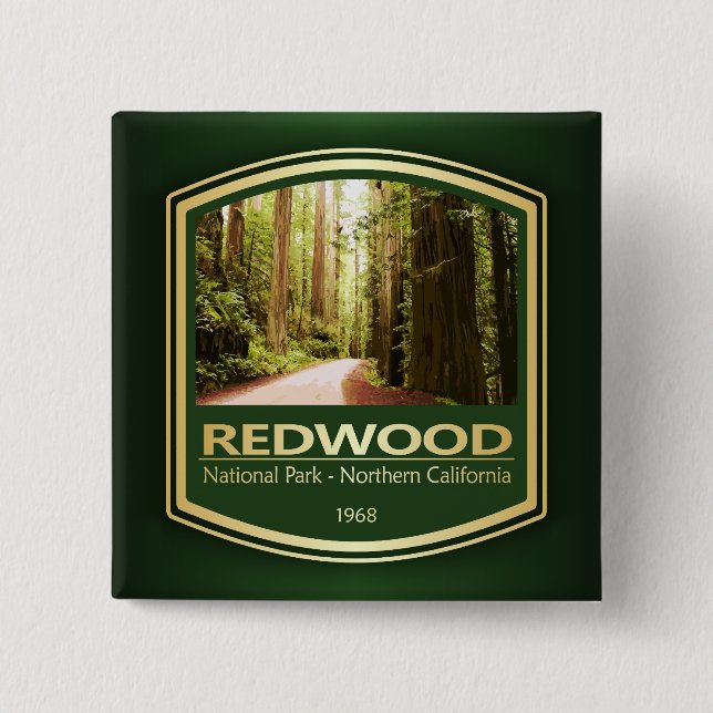 Redwood NP (PF1) 2 Inch Square Button (Front)