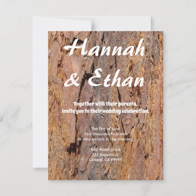 Redwood Tree Bark Invitation (Front)