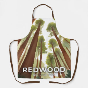 Redwood Trees   National Park Watercolor Travel Apron