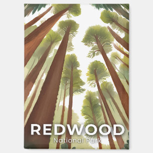Redwood Trees National Park Watercolor Travel Magnet