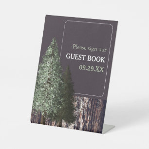 Redwoods & Bark, Rustic Wedding Pedestal Sign