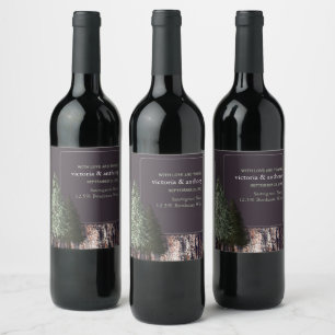 Redwoods & Bark, Rustic Wedding Wine Label