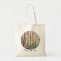 Redwoods watercolor tote bag