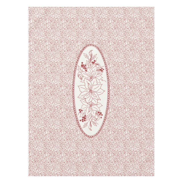 Redwork Medallion Tablecloth – Christmas Vine (Front)