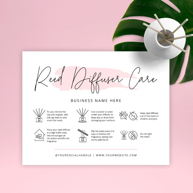 Reed Diffuser Care Instructions Card Feminine (Creator Uploaded)