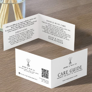 Reed diffuser packaging insert care reorder card