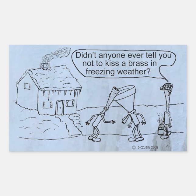 Reed Kissing Brass Rectangular Sticker (Front)