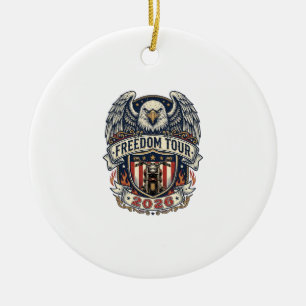 reedom Tour 2026 Vintage Eagle Motorcycle Ceramic Ornament