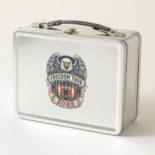 reedom Tour 2026 Vintage Eagle Motorcycle Metal Lunch Box