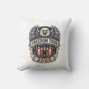 reedom Tour 2026 Vintage Eagle Motorcycle Throw Pillow