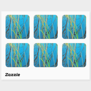 Reeds in a lake square sticker