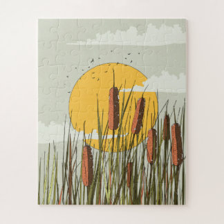 Reeds in the Sunset Jigsaw Puzzle