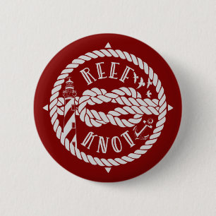 Reef knot lighthouse 2 inch round button
