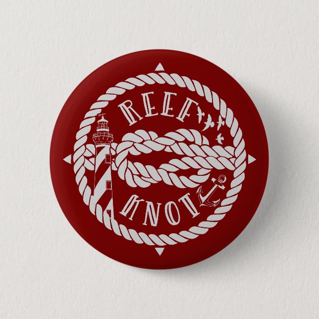 Reef knot lighthouse 2 inch round button (Front)
