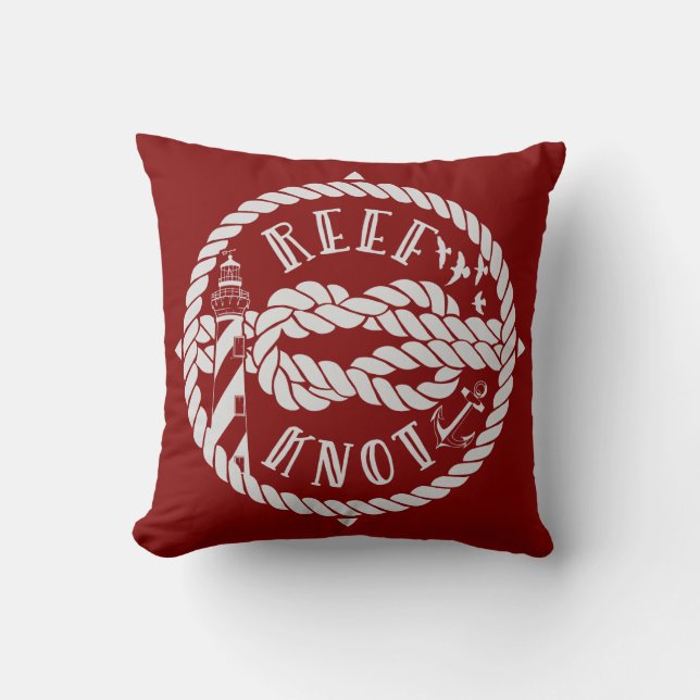 Reef knot lighthouse throw pillow (Front)