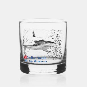Reef Shark Silhouette Whiskey Glass