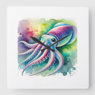 Reef squid 290924AREF127 - Watercolor Square Wall Clock