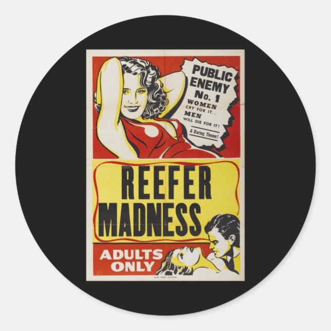 Reefer madness retro vintage poster classic round sticker (Front)