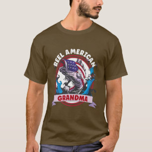 Reel American Grandma Patriotic Fishing US Flag Fi T-Shirt