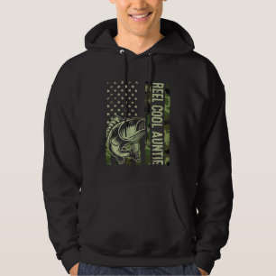 Reel Cool Auntie Camouflage American Flag Fishing Hoodie