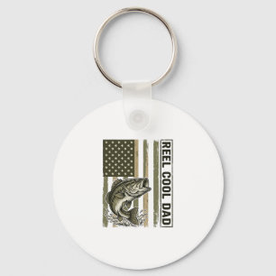 Reel Cool Dad Bass Fishing Flag Vector Design_1 Keychain