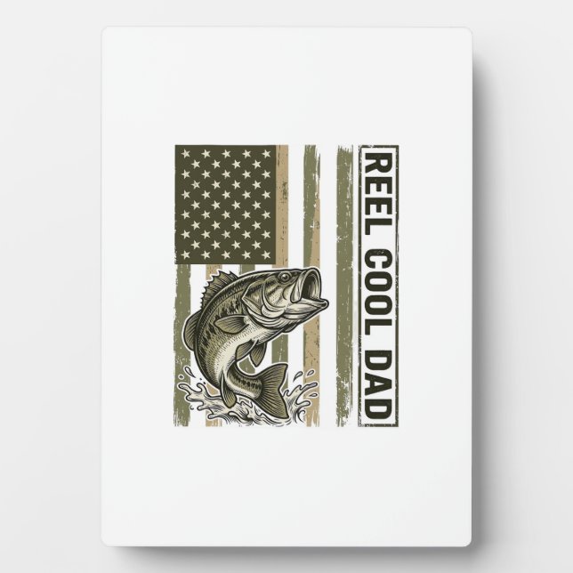 Reel Cool Dad Bass Fishing Flag Vector Design_1 Plaque (Front)