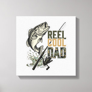 Reel Cool Dad Bass Fishing Vintage Engraving Desig Canvas Print