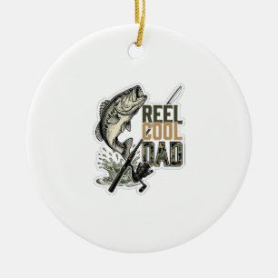 Reel Cool Dad Bass Fishing Vintage Engraving Desig Ceramic Ornament