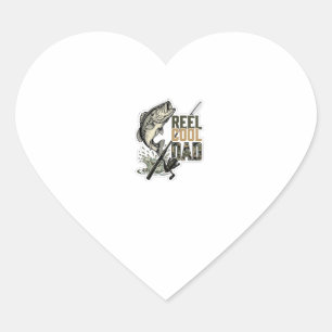 Reel Cool Dad Bass Fishing Vintage Engraving Desig Heart Sticker