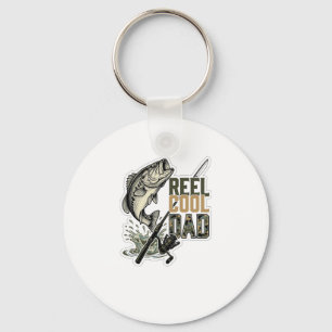 Reel Cool Dad Bass Fishing Vintage Engraving Desig Keychain