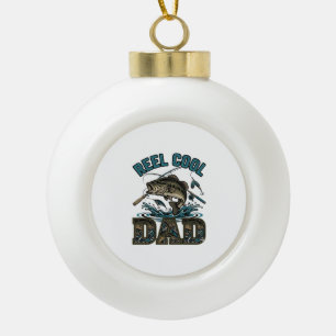 Reel Cool Dad Bass Fishing Vintage Vector Design_1 Ceramic Ball Christmas Ornament