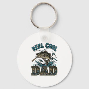 Reel Cool Dad Bass Fishing Vintage Vector Design_1 Keychain