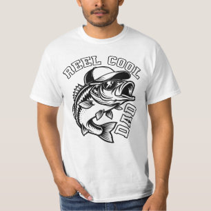 Reel Cool Dad, Cool Bass Fish With Hat T-Shirt