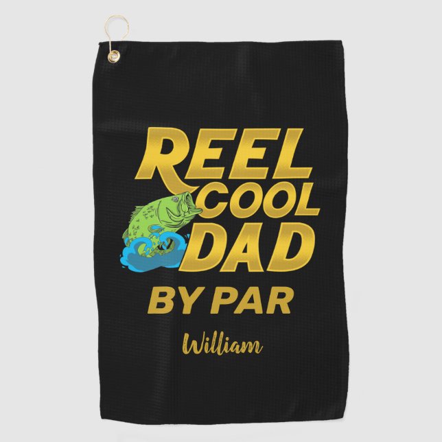 Reel Cool Dad Fathers Day Personalized  Golf Towel (Front)