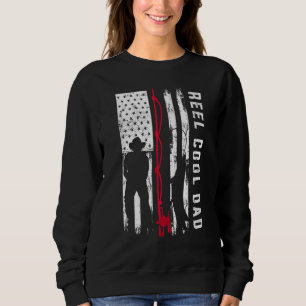Reel Cool Dad Fishing Pole American Flag American Sweatshirt