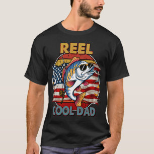 Reel Cool Dad - Funny Fishing American Flag Design T-Shirt