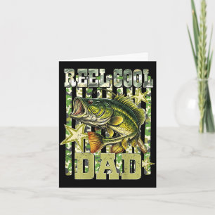 Reel cool dad funny fishing bass (on back)  card