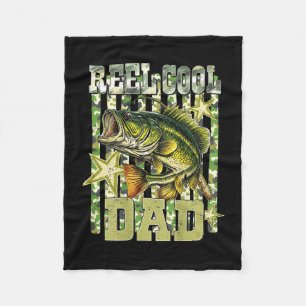 Reel cool dad funny fishing bass (on back)  fleece blanket