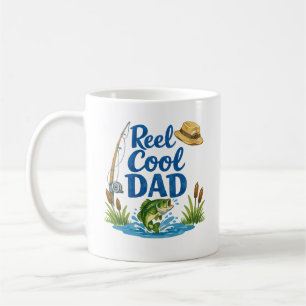 Reel Cool Dad Funny Fishing Pun Watercolor Art Coffee Mug