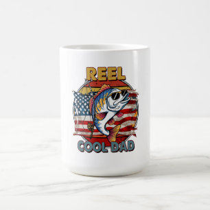 Reel Cool Dad: Patriotic Fishing Fun Coffee Mug