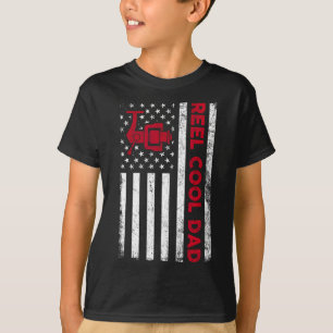 Reel Cool Dad Shirt American Flag Fly Fishing Spin