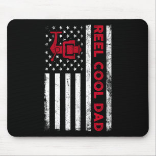 Reel Cool Dad Shirt American Flag Fly Fishing Spin Mouse Pad