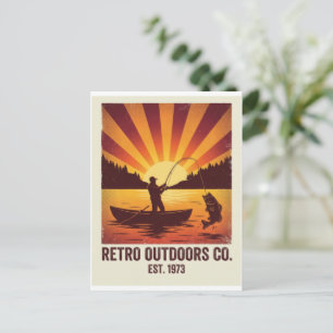 Reel Cool Dad Vintage Fishing Retro Sunset Postcard