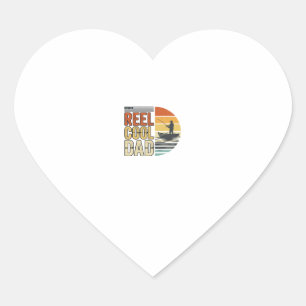 Reel Cool Dad Vintage Fishing T-Shirt Design_1 Heart Sticker