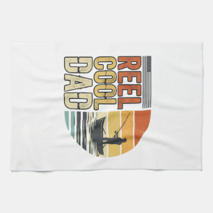 Reel Cool Dad Vintage Fishing T-Shirt Design_1 Kitchen Towel